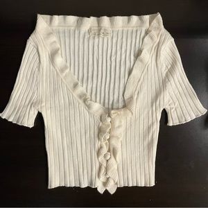 UO Rory Ruffle Shrunken Cardigan shirt cropped